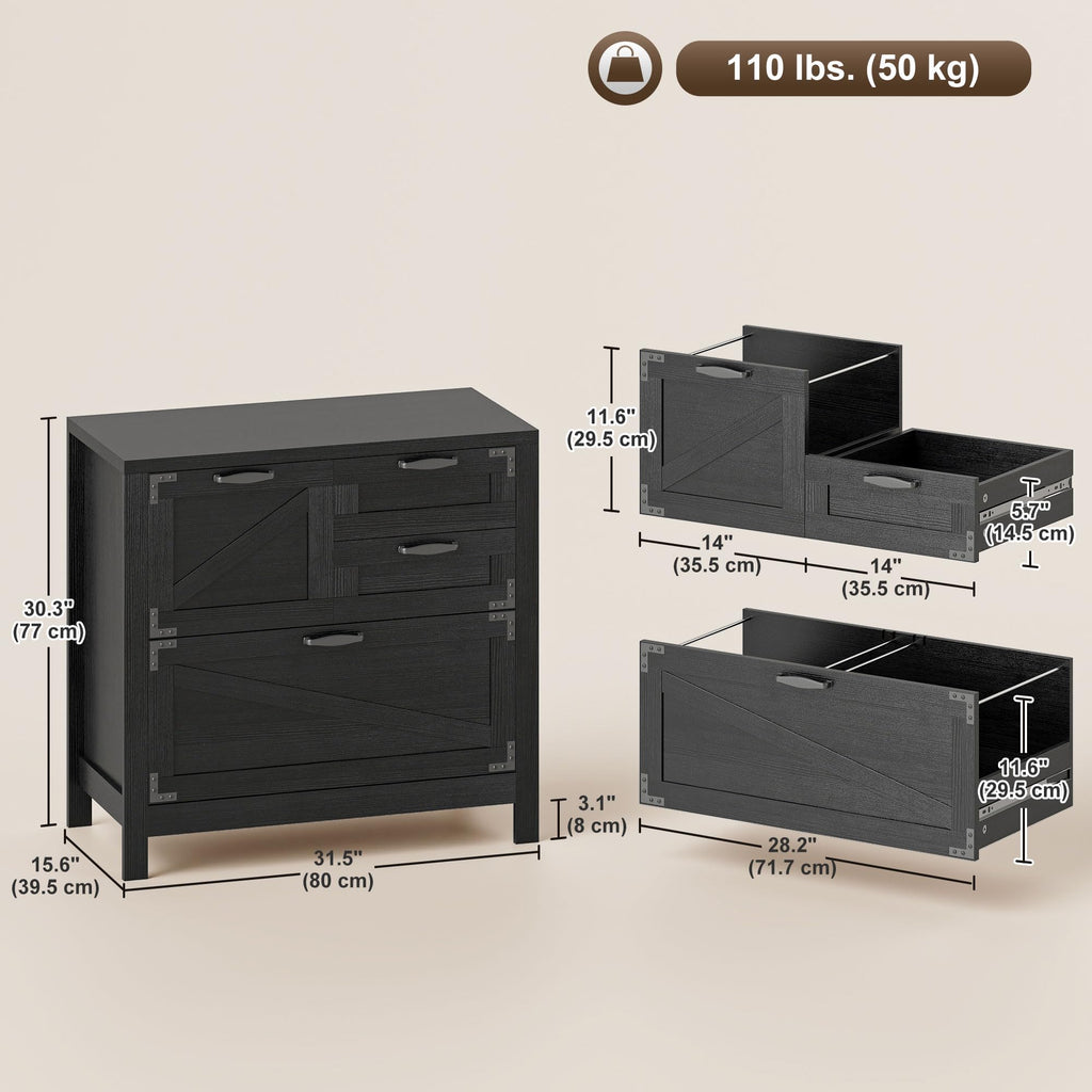 Black 4 Drawer File Cabinet A871