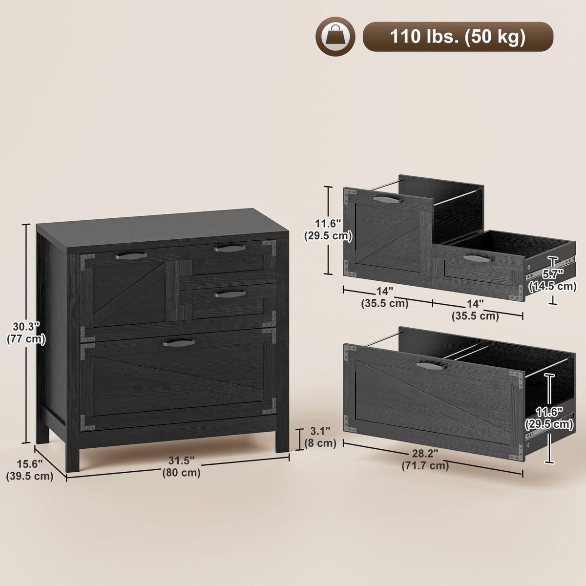 Black 4 Drawer File Cabinet A871
