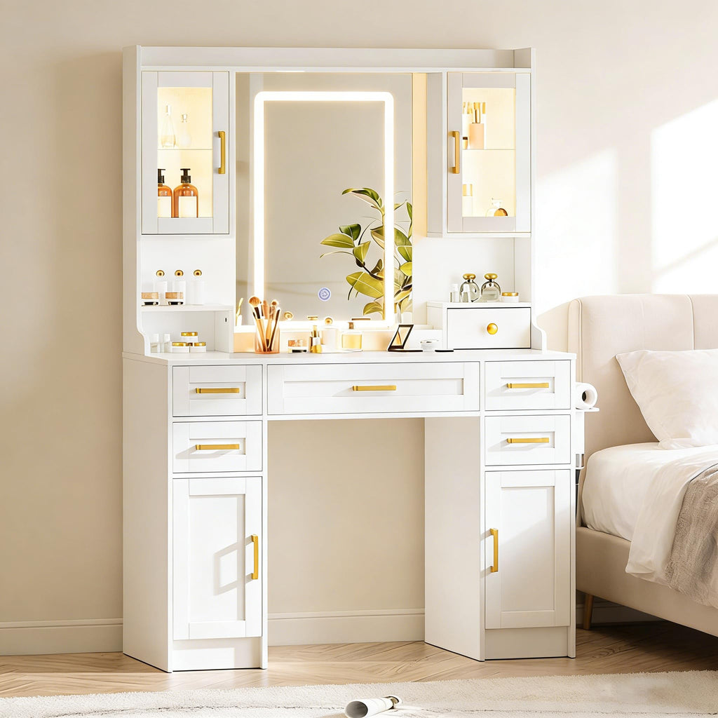 Vanity Desk with Mirror and LED Lights N887734