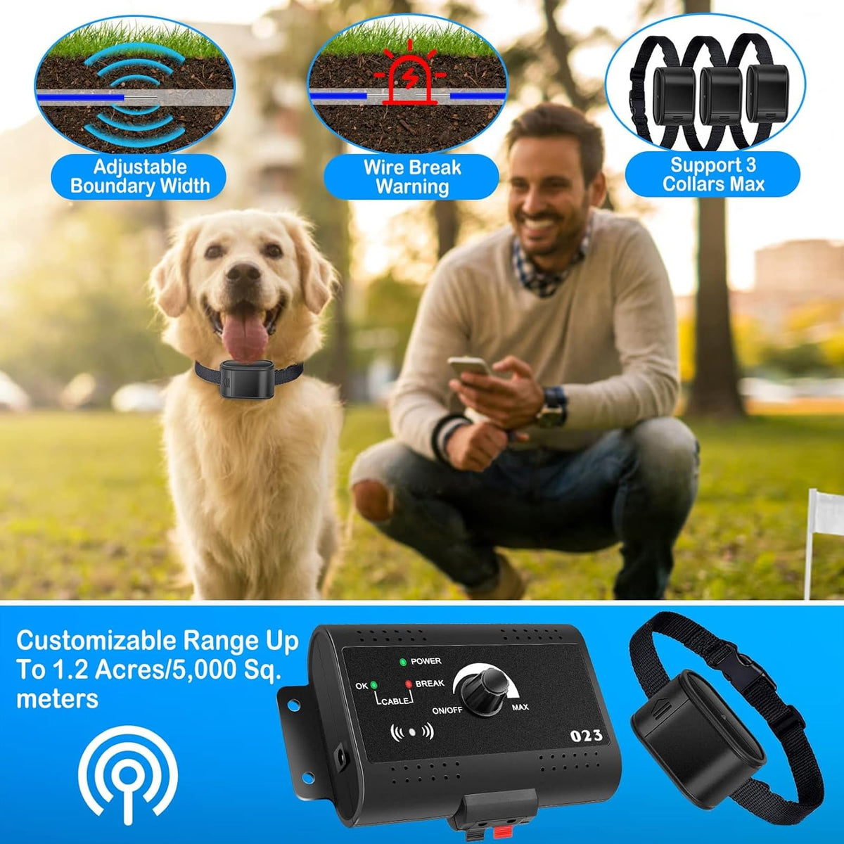 Electric Dog Fence Pet Containment System, Waterproof Training Collar A273