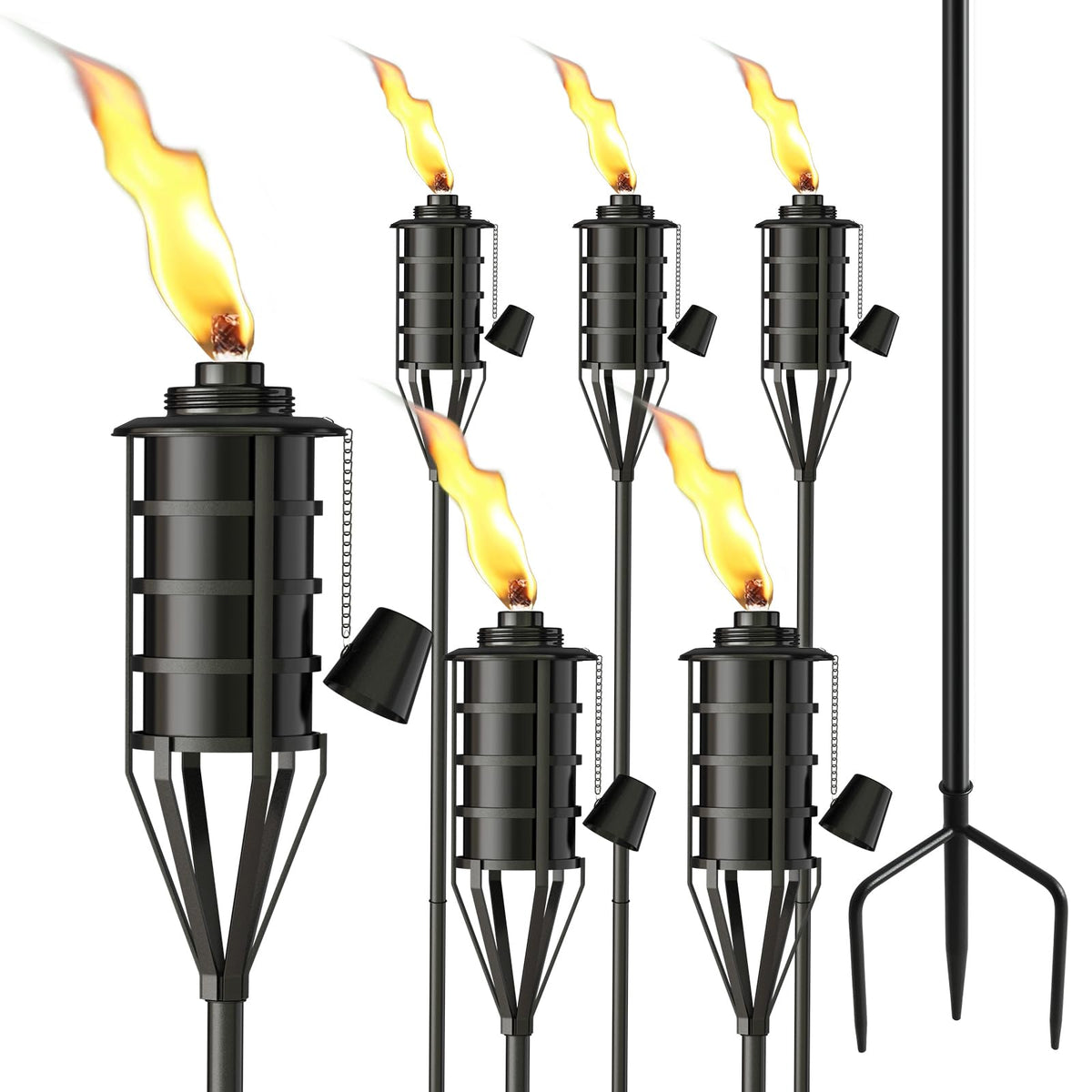 Citronella Garden Torch Set of 6, 16oz Metal Torch C85233