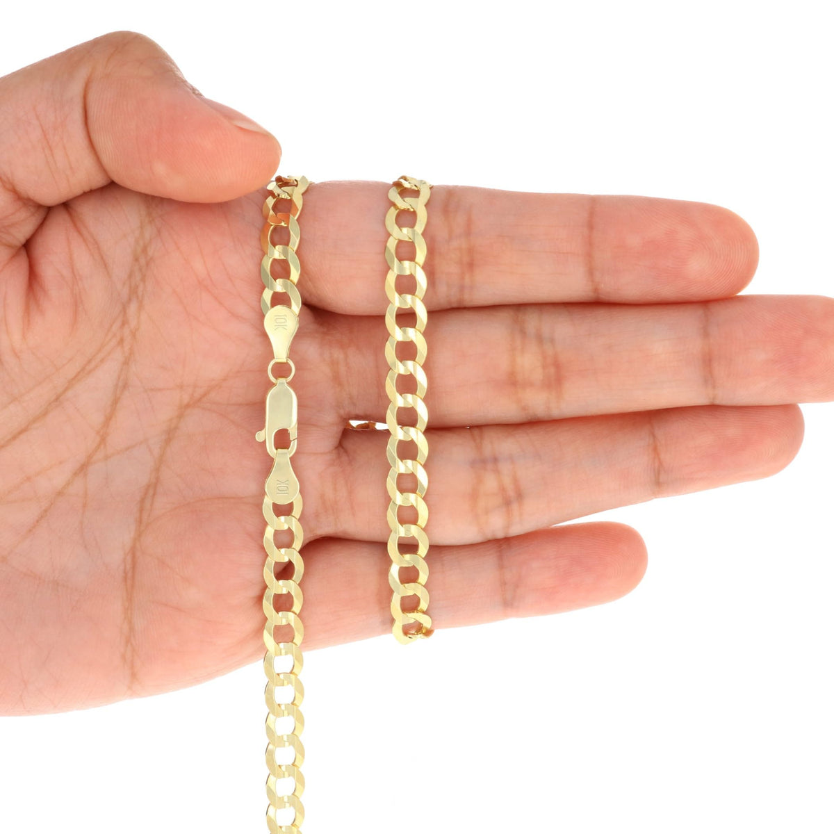10K Yellow Gold Cuban Curb Link Chain Necklace P900