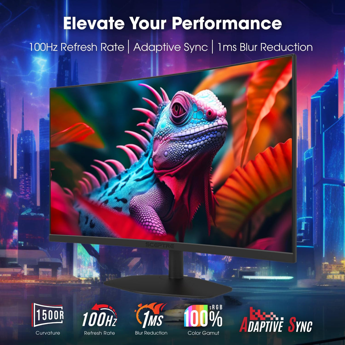 Curved 27-inch Gaming Monitor 1500R 100Hz HDMI DisplayPort 1ms I63836
