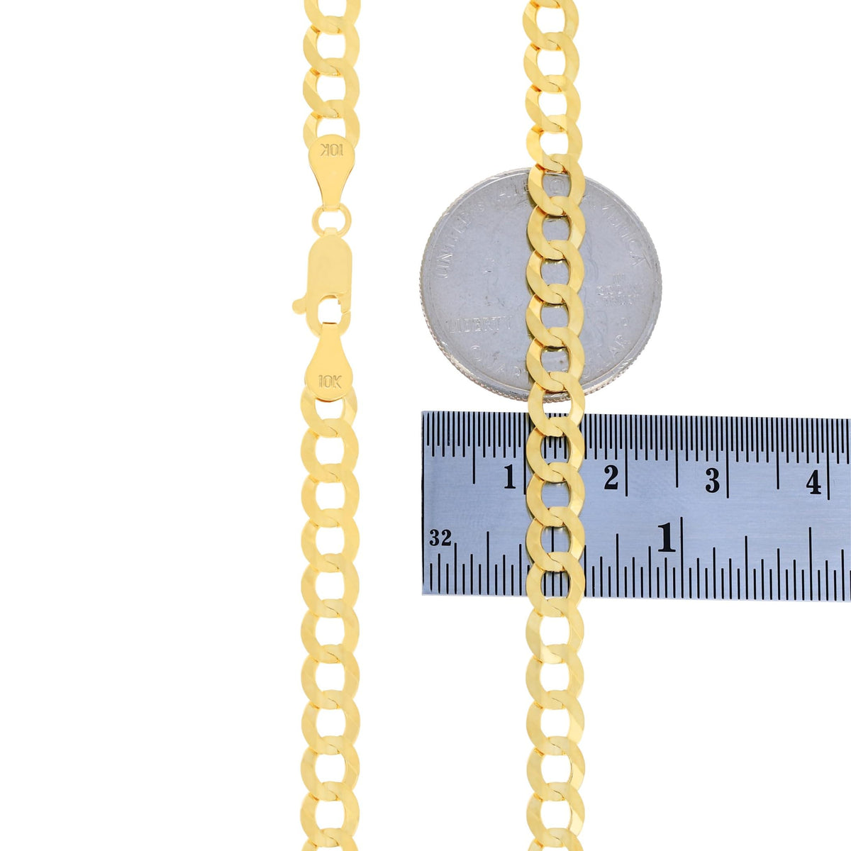 10K Yellow Gold Cuban Curb Link Chain Necklace P900