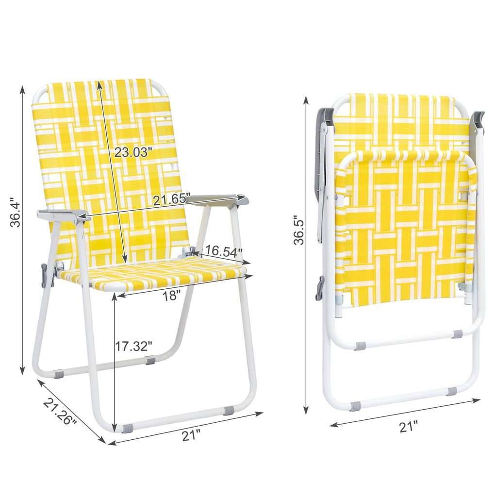 Set of 2 Yellow & White Webbed Folding Chairs N680635