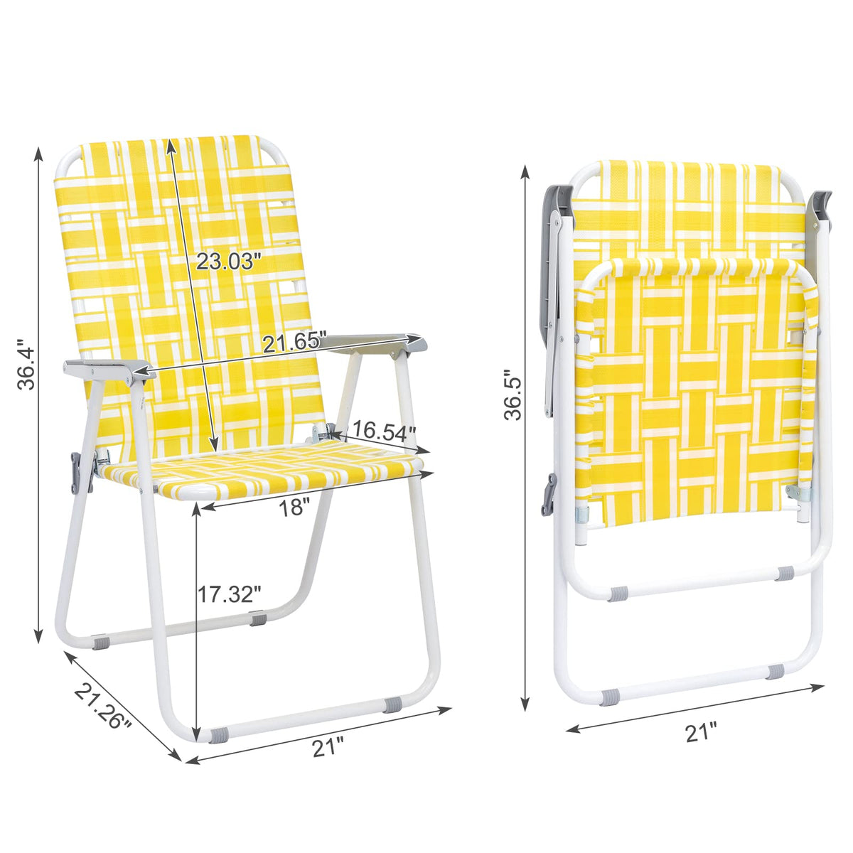 Set of 2 Yellow & White Webbed Folding Chairs N680635