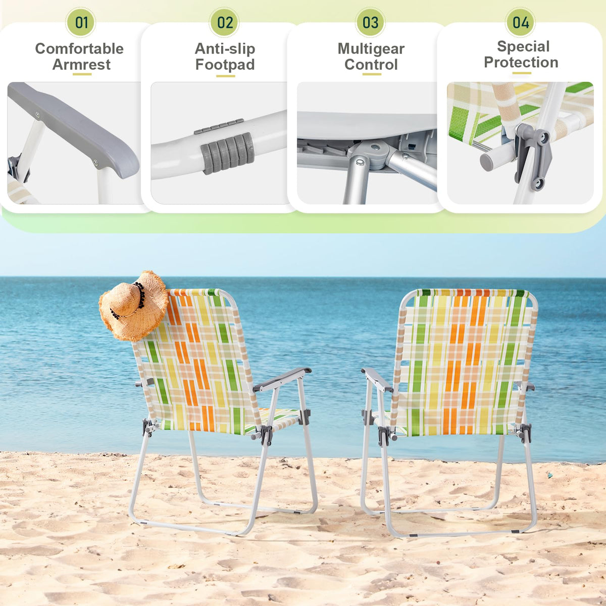 Oversized Webbed Folding Lawn Chairs 2 Pack K5491