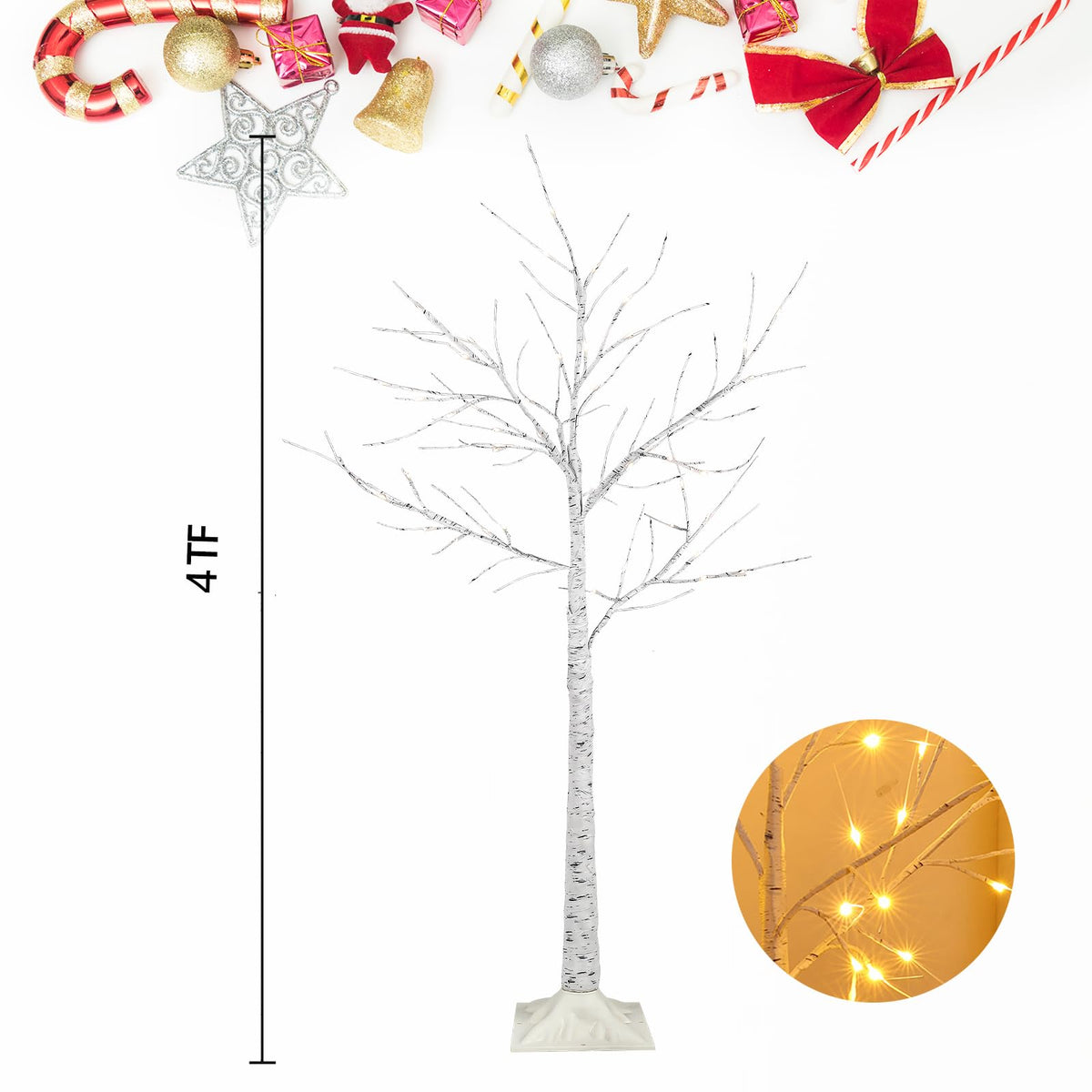 2-Pack 4FT Lighted Birch Tree L724715