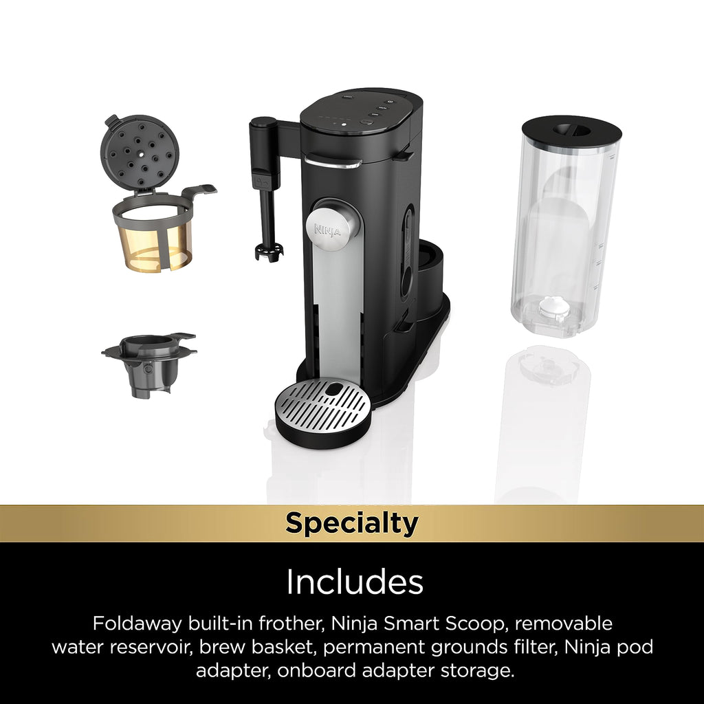 Single-Serve Coffee Maker with Milk Frother, Black F368828