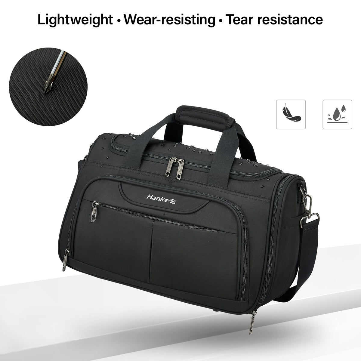 Black Lightweight Water Resistant Foldable Travel Duffel Bag R996470