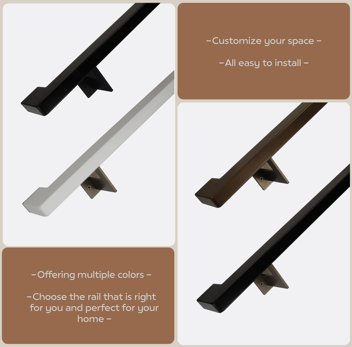Black 5 Foot Aluminum Handrail Grab Bar Set B39655