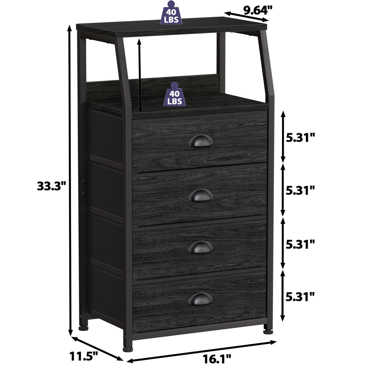 Tall Nightstand with Fabric Drawer Y361682