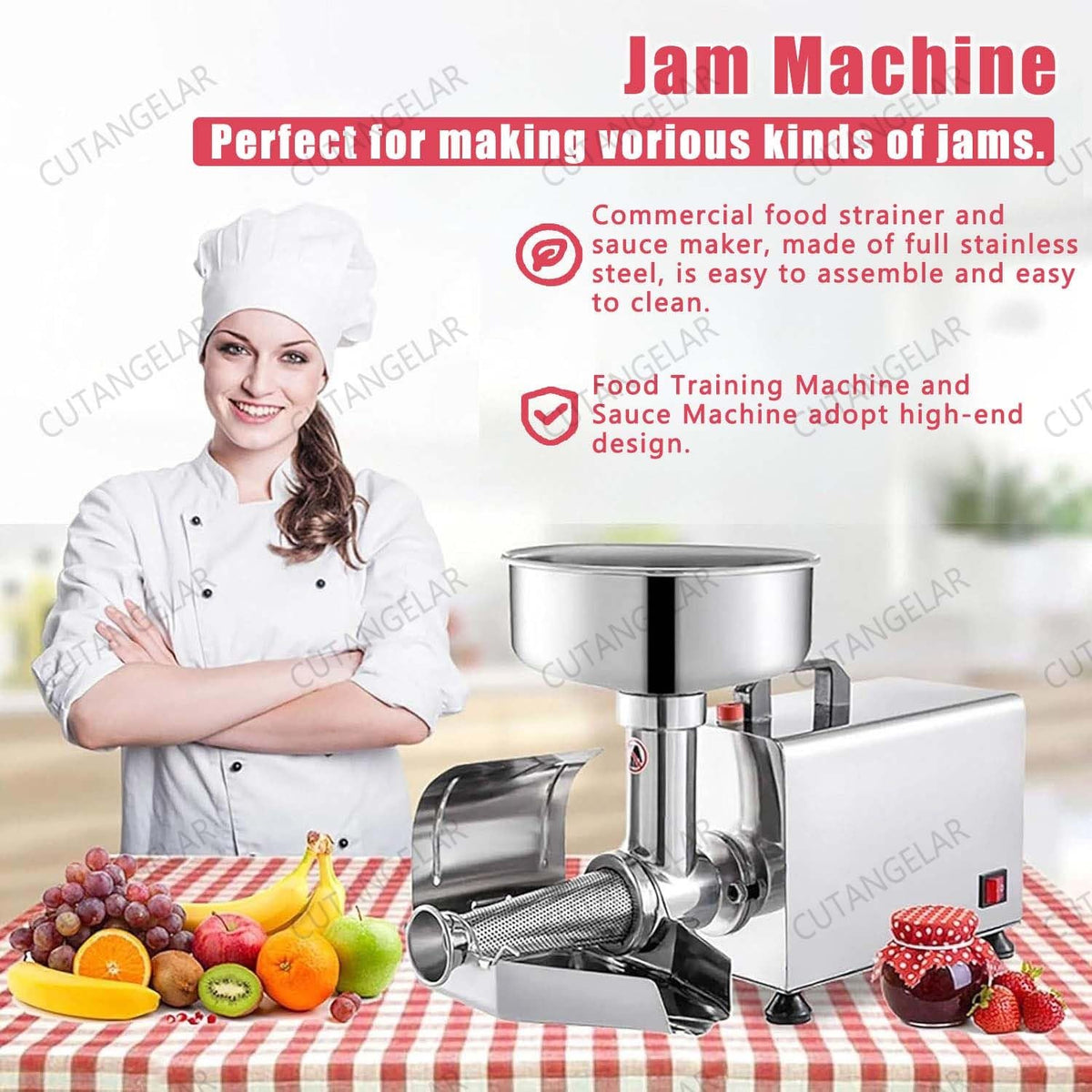 450W Automatic Stainless Steel Tomato Strainer V987532