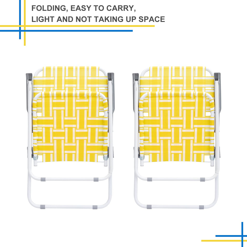 Set of 2 Yellow & White Webbed Folding Chairs N680635
