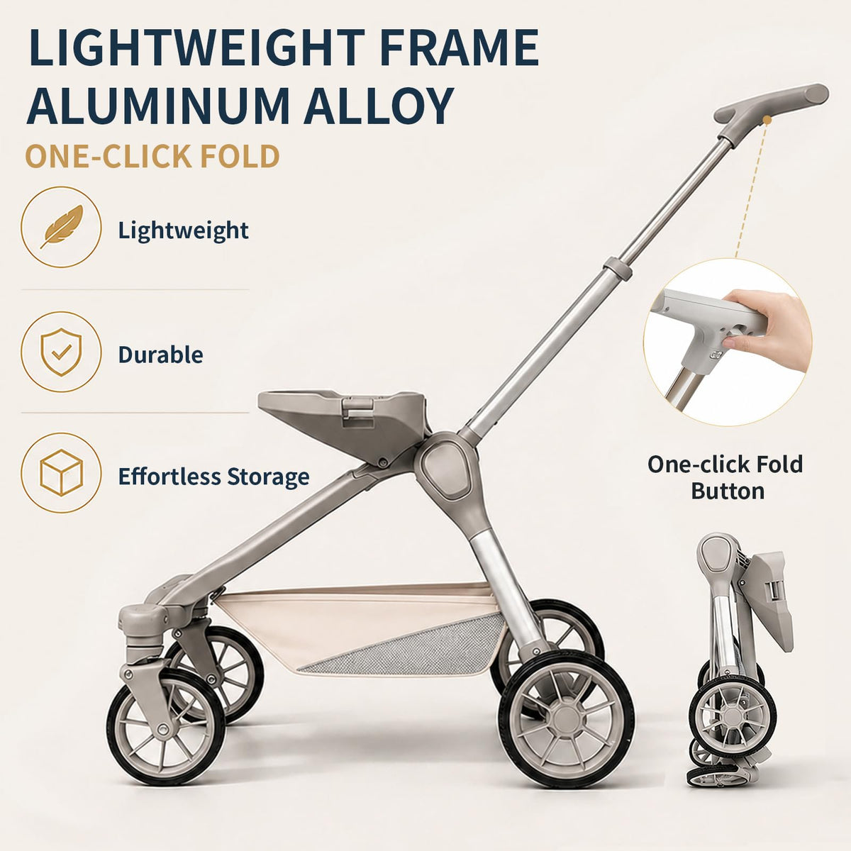 Khaki Dog Stroller with Detachable Carrier W6077