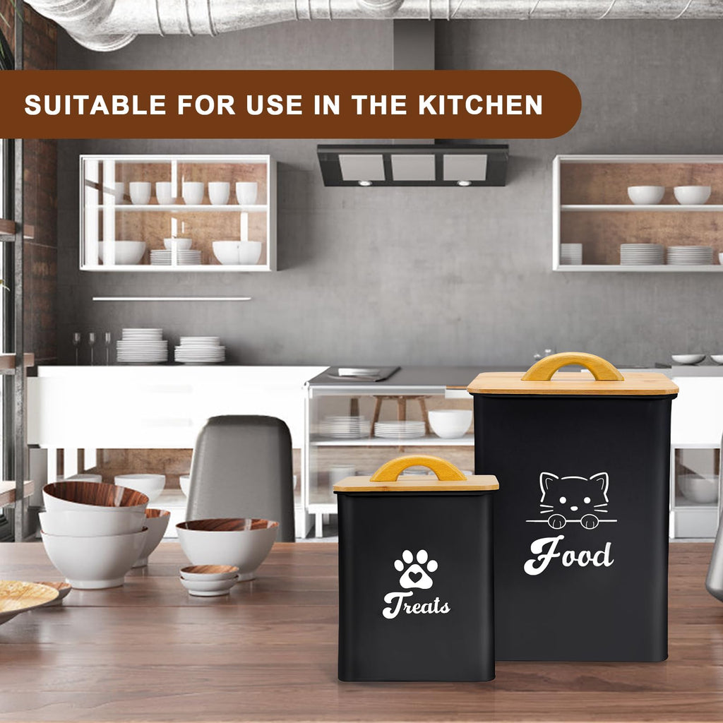 Black Airtight Cat Food Storage Container with Scoop V955696