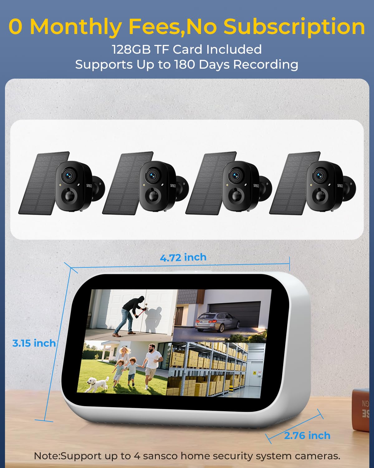 4 Cam Wireless Solar Security Camera System F278