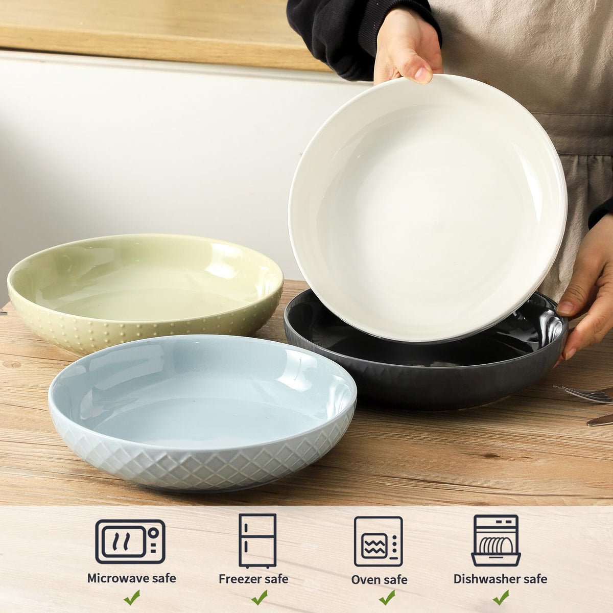 9.1'' 42 OZ Ceramic Pasta Bowls Set of 4 B416587