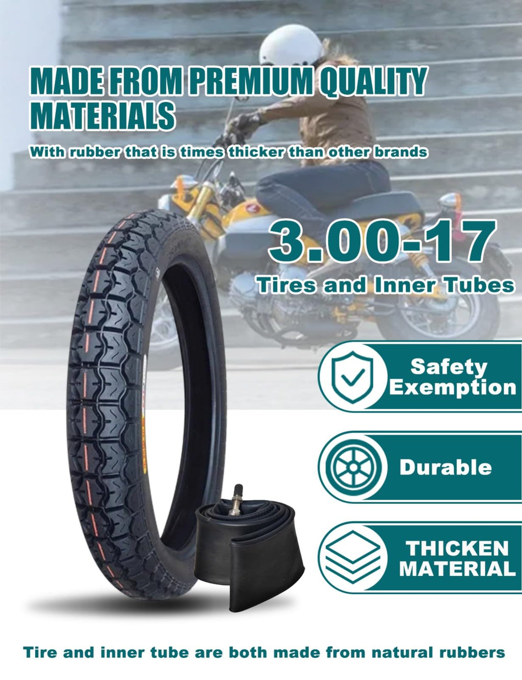 3.00-17 Dirt Bike Tire and Inner Tube Set O68506