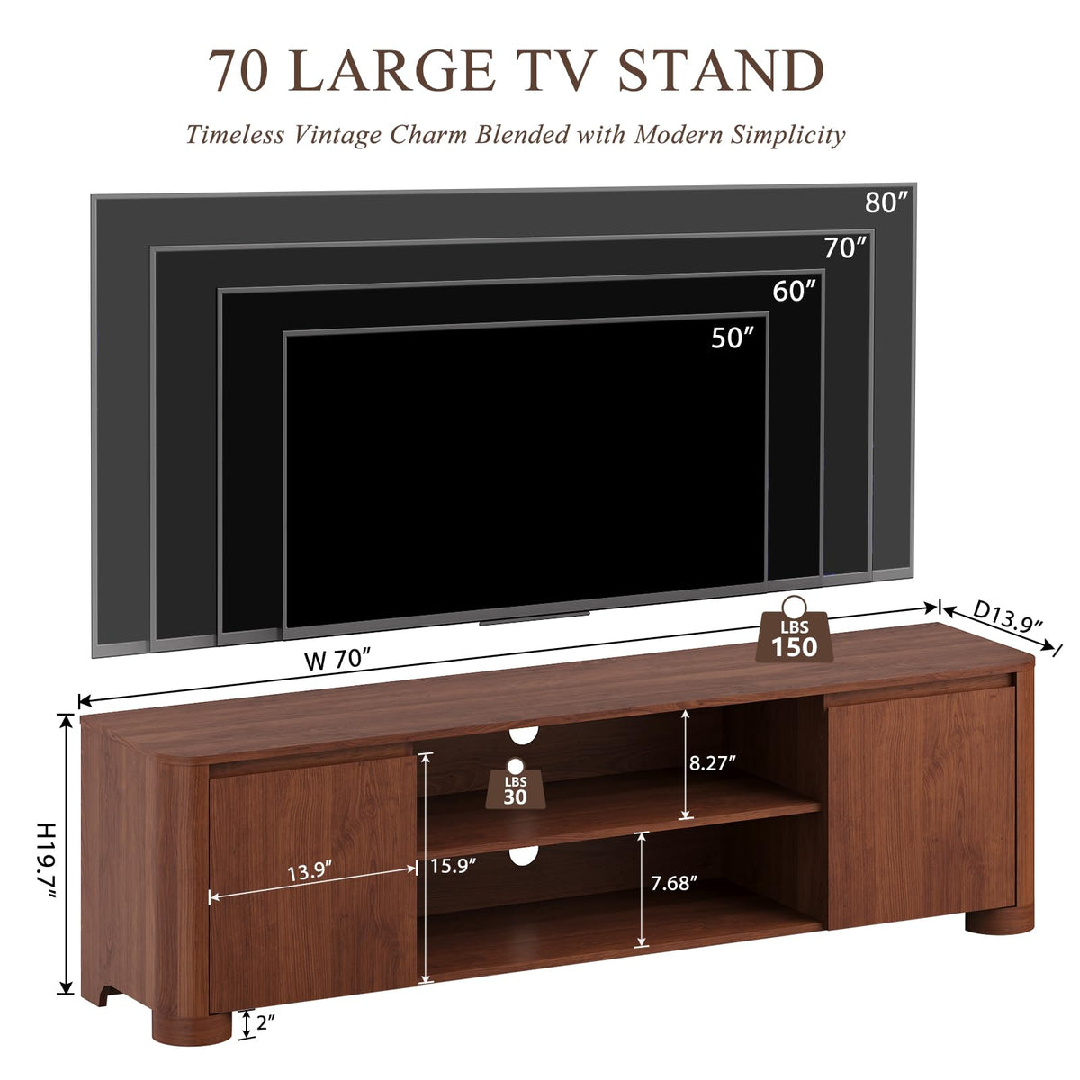 70" Walnut TV Stand T62495