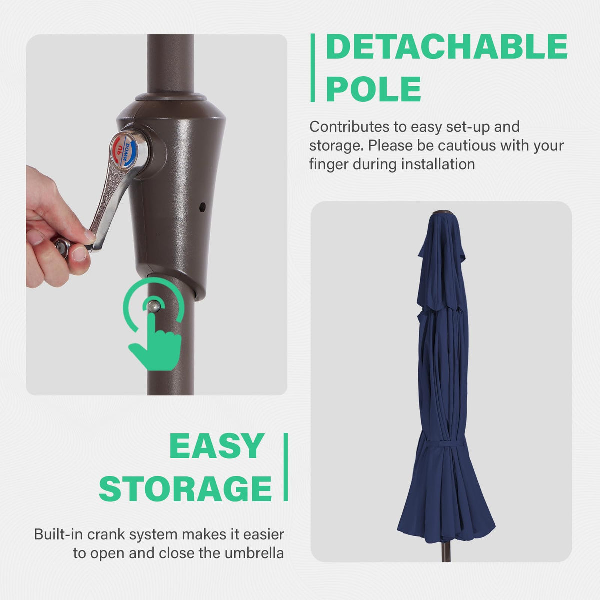 9ft 2-Tier Patio Umbrella, Crank Tilt, Navy Blue Y540