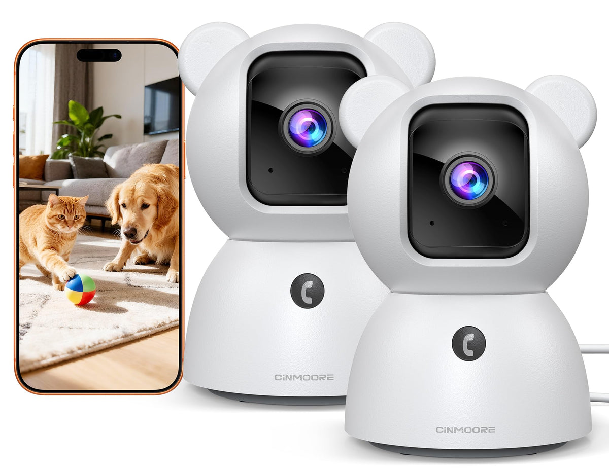 2 Pack 2.5K Indoor Security Cameras with Pan Tilt Night Vision 2-Way Audio T6773