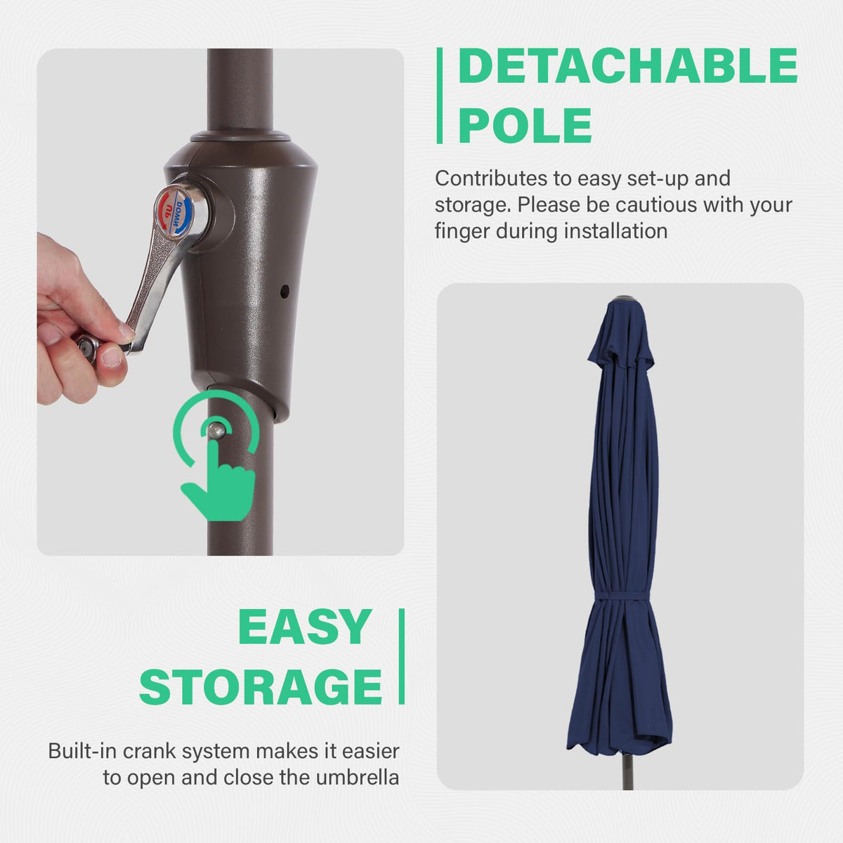 9ft 2-Tier Patio Umbrella, Crank Tilt, Navy Blue Y540