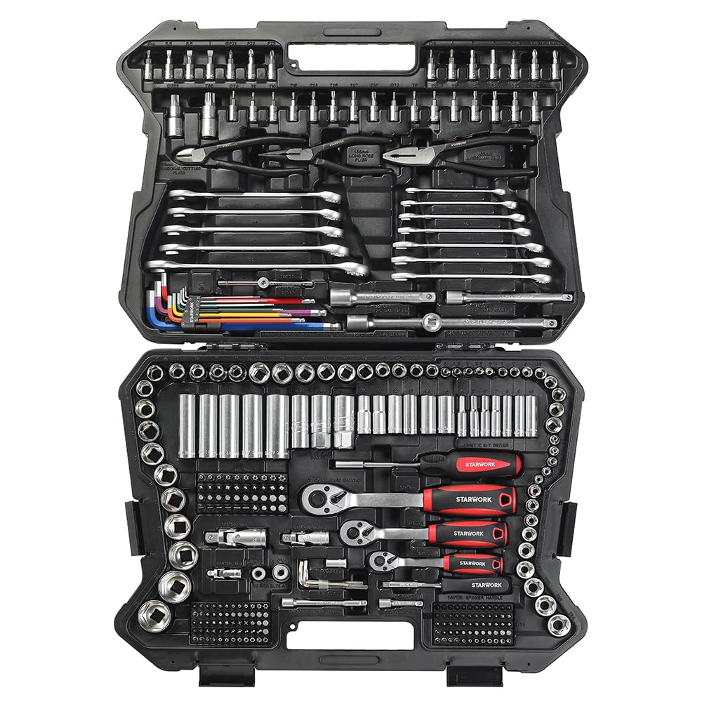 314-Piece Mechanics Tool Set and Socket Set, 1/4", 3/8", 1/2" Drive, Metric A623