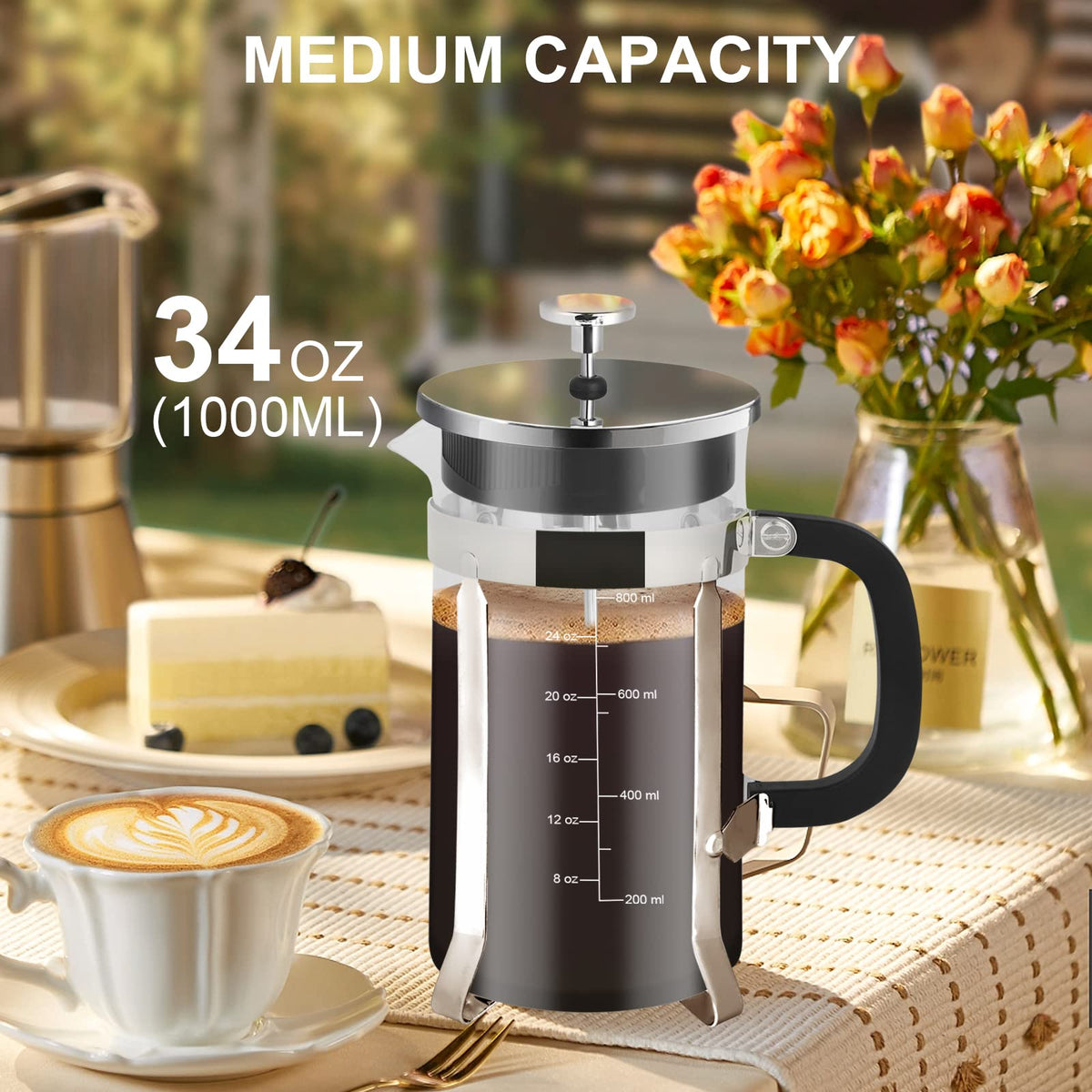 34oz Stainless Steel French Press Coffee Maker A9624