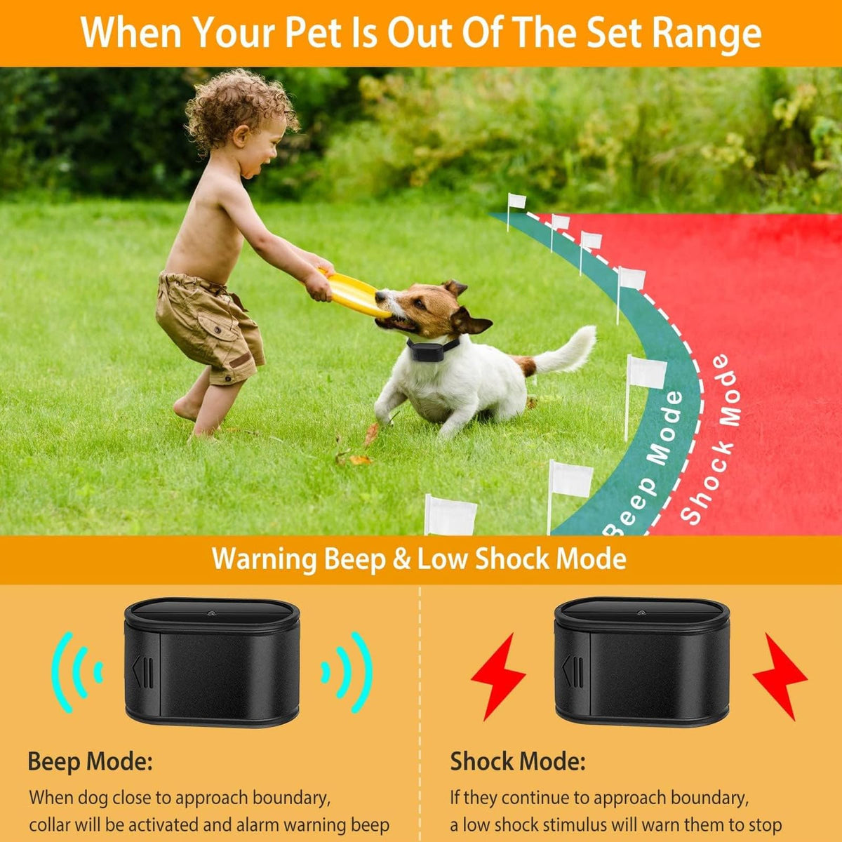 Electric Dog Fence Pet Containment System, Waterproof Training Collar A273