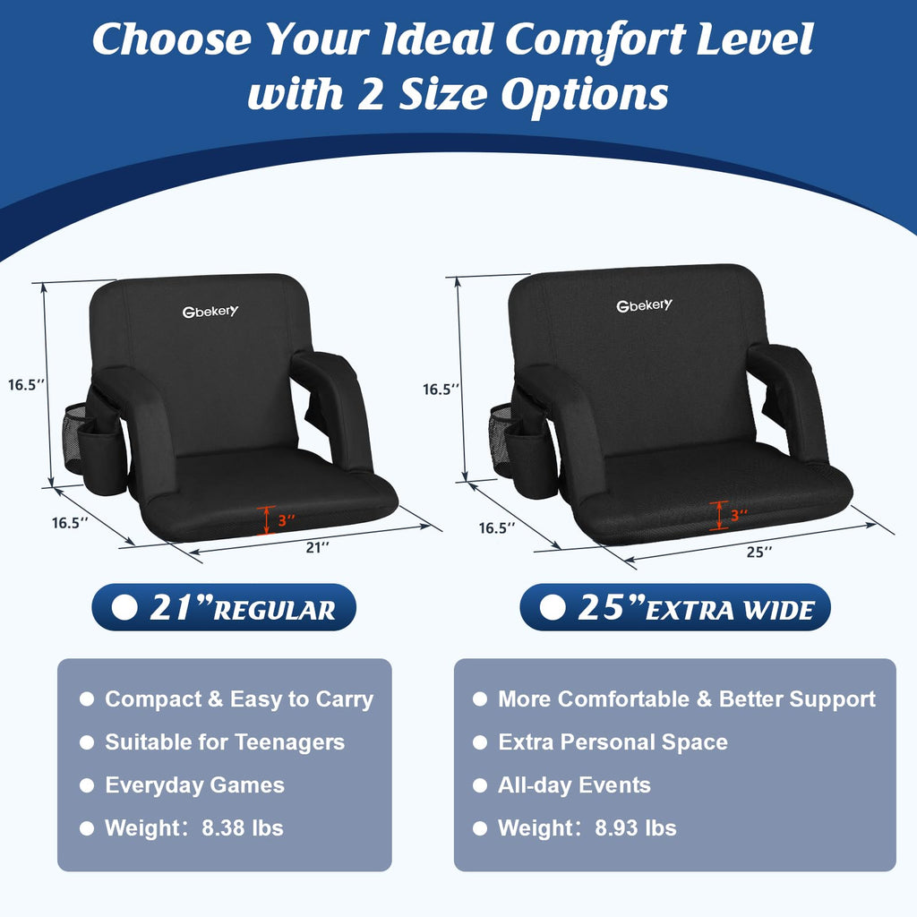 25” Extra Wide Stadium Seats with Back Support 2 Pack Q424