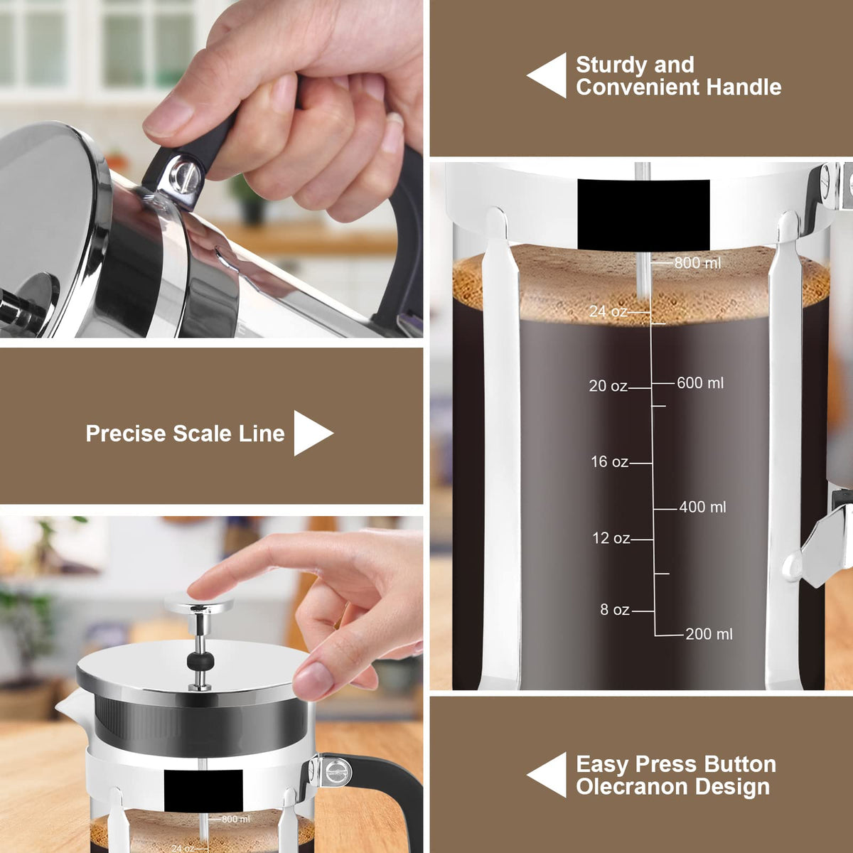 34oz Stainless Steel French Press Coffee Maker A9624