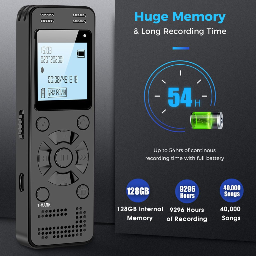 128GB Digital Voice Recorder with Playback L95575