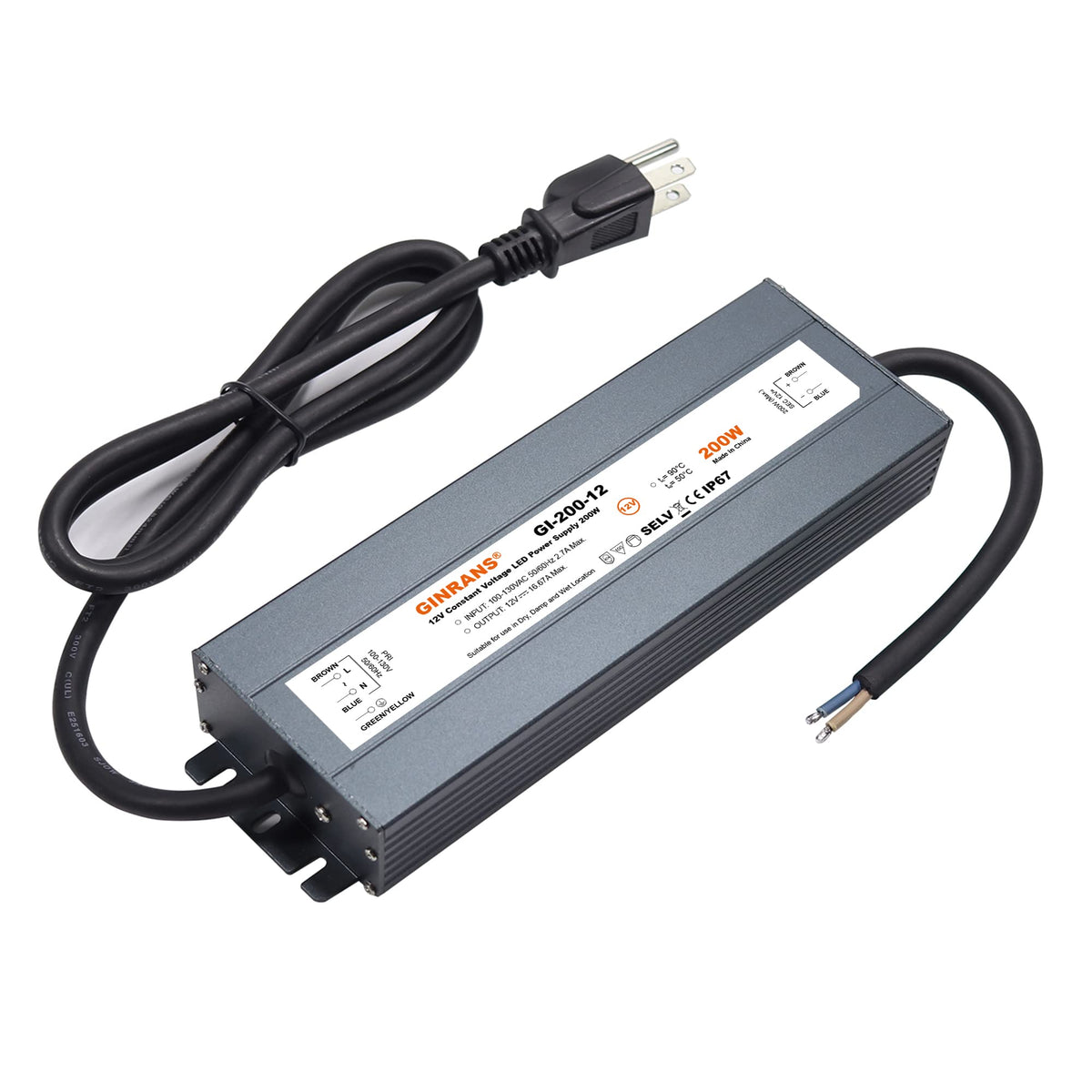 200W IP67 Waterproof Constant Voltage LED Driver Power Supply Transformer Y82671