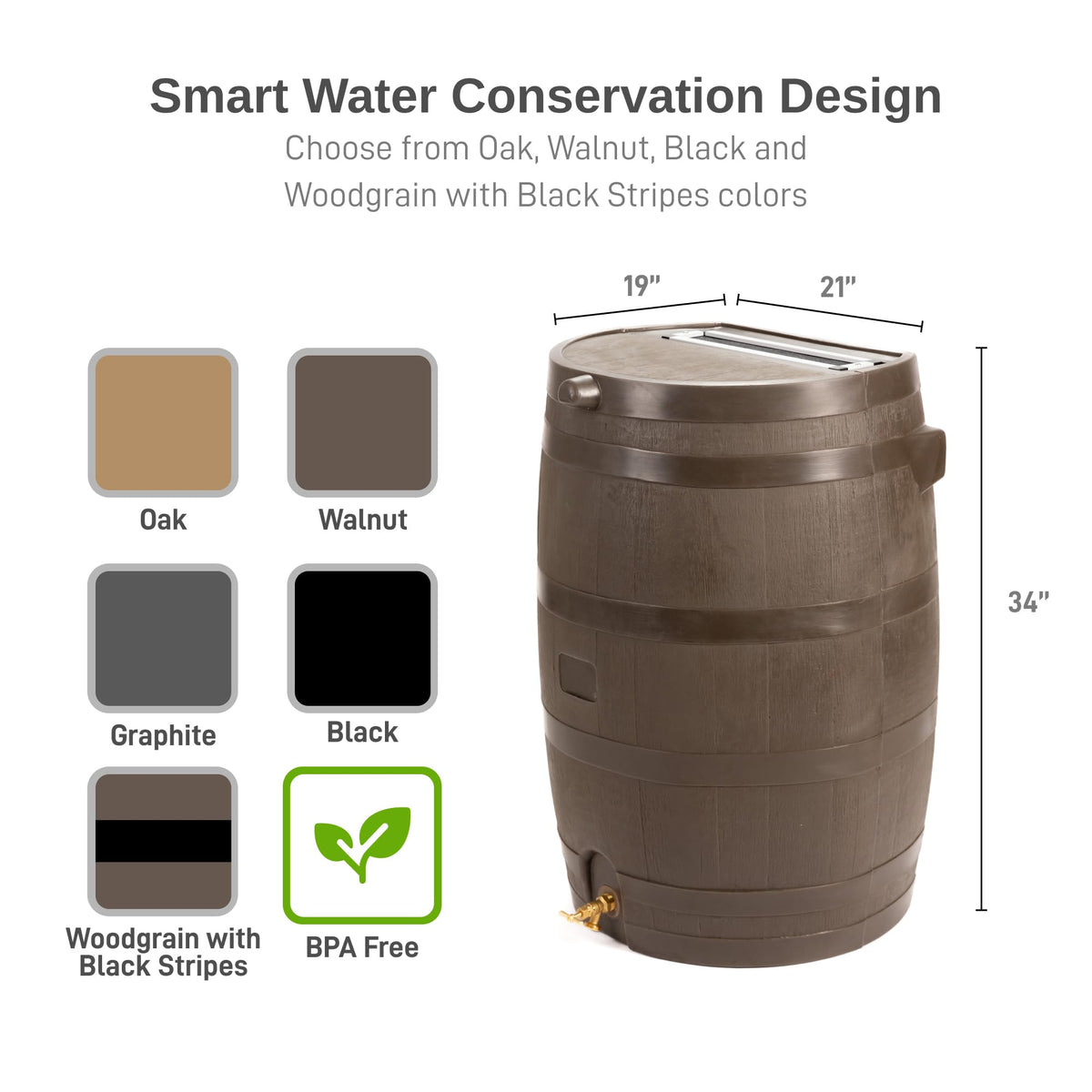 50-Gallon Flat Back Rain Barrel with Brass Spigot Q117451