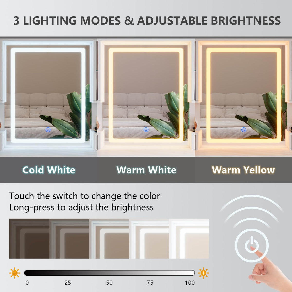 White Makeup Vanity Desk with LED Mirror A538
