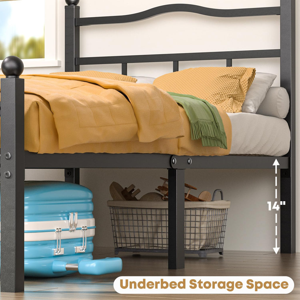 14 Inch Twin Bed Frame with Headboard and Footboard H14018