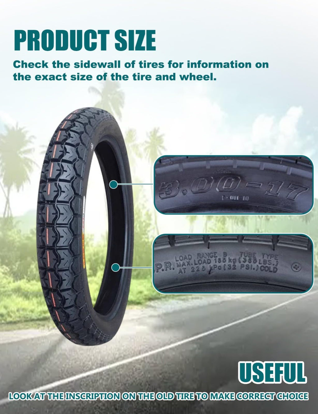 3.00-17 Dirt Bike Tire and Inner Tube Set O68506