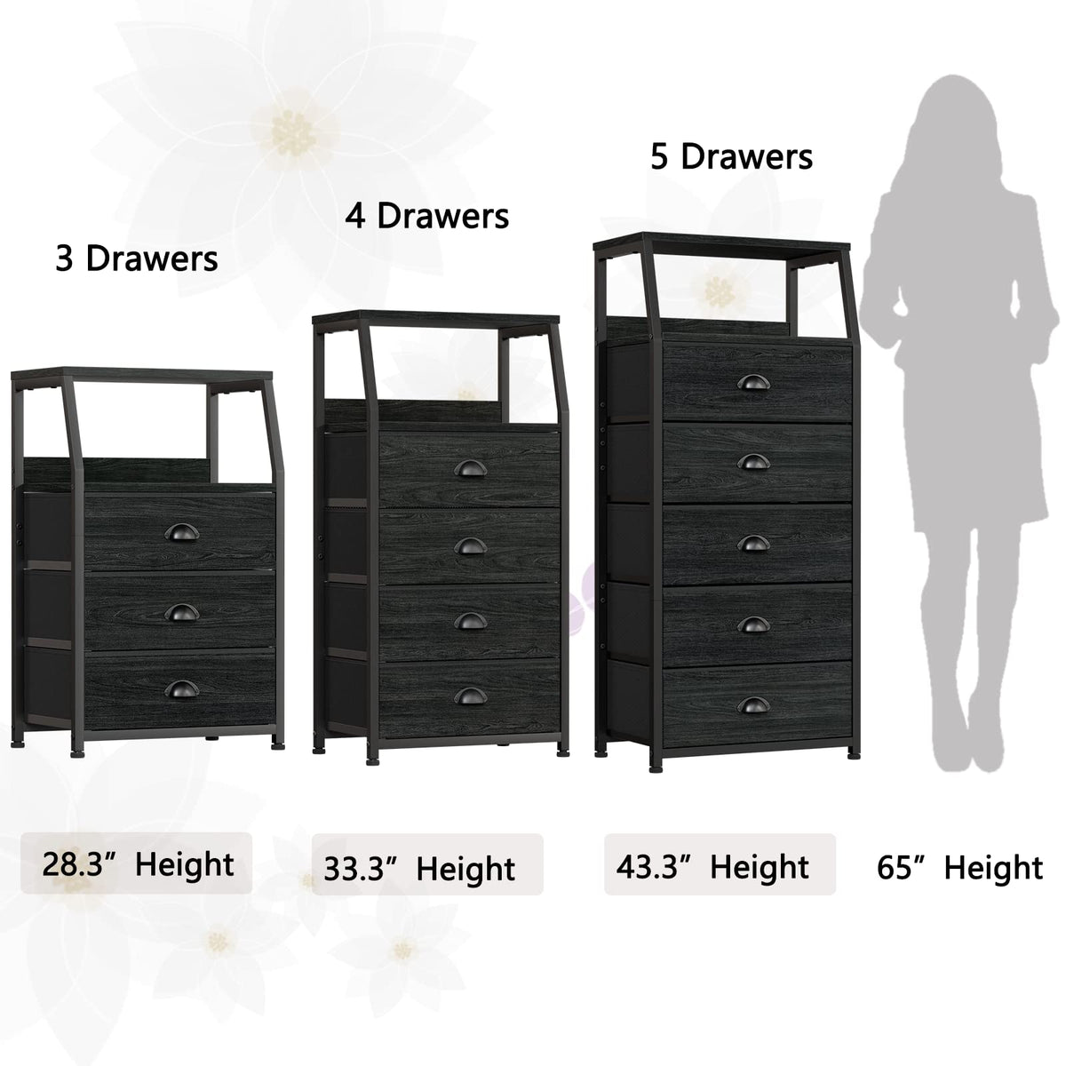 Tall Nightstand with Fabric Drawer Y361682