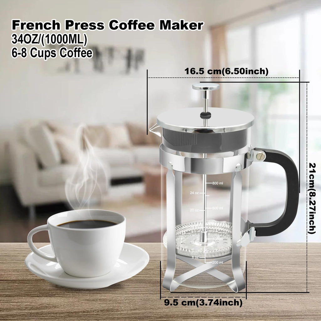 34oz Stainless Steel French Press Coffee Maker A9624