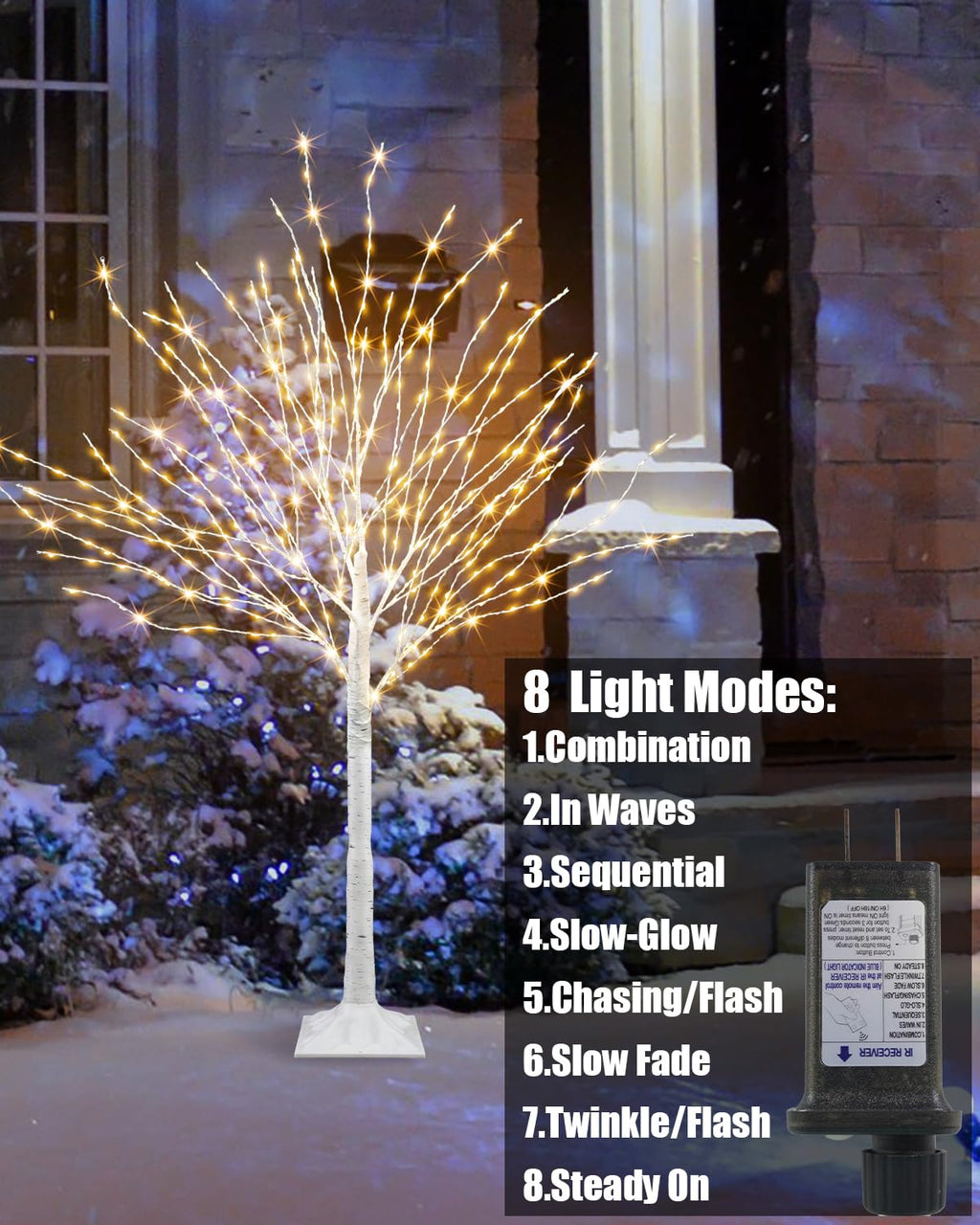 4 FT Lighted Artificial White Birch Tree with 432 LED Timer T46140