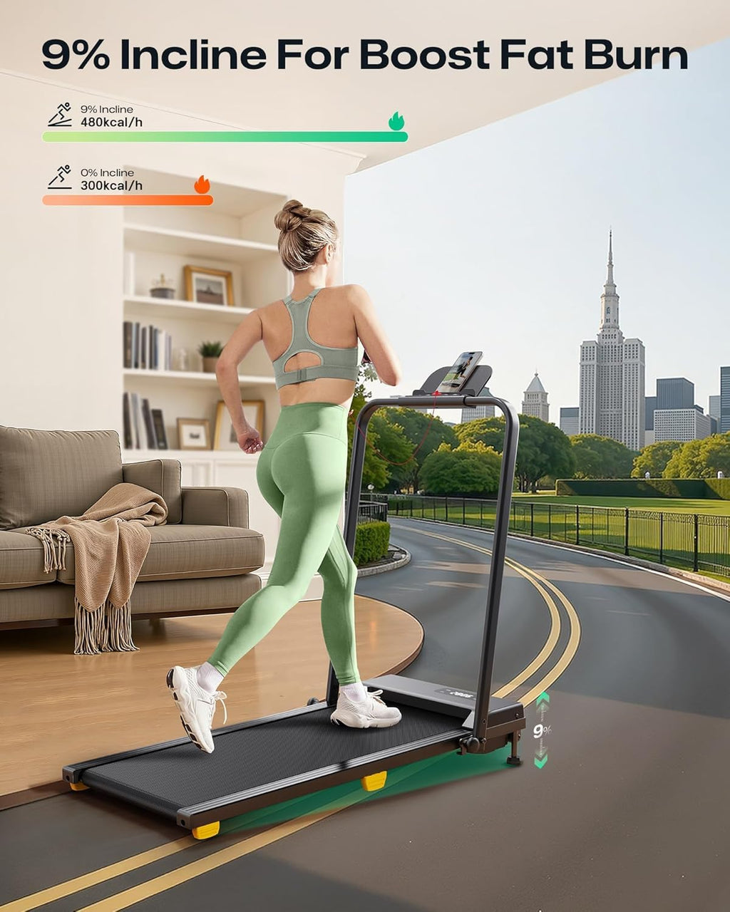 2.5HP Portable Walking Treadmill with Incline R49724