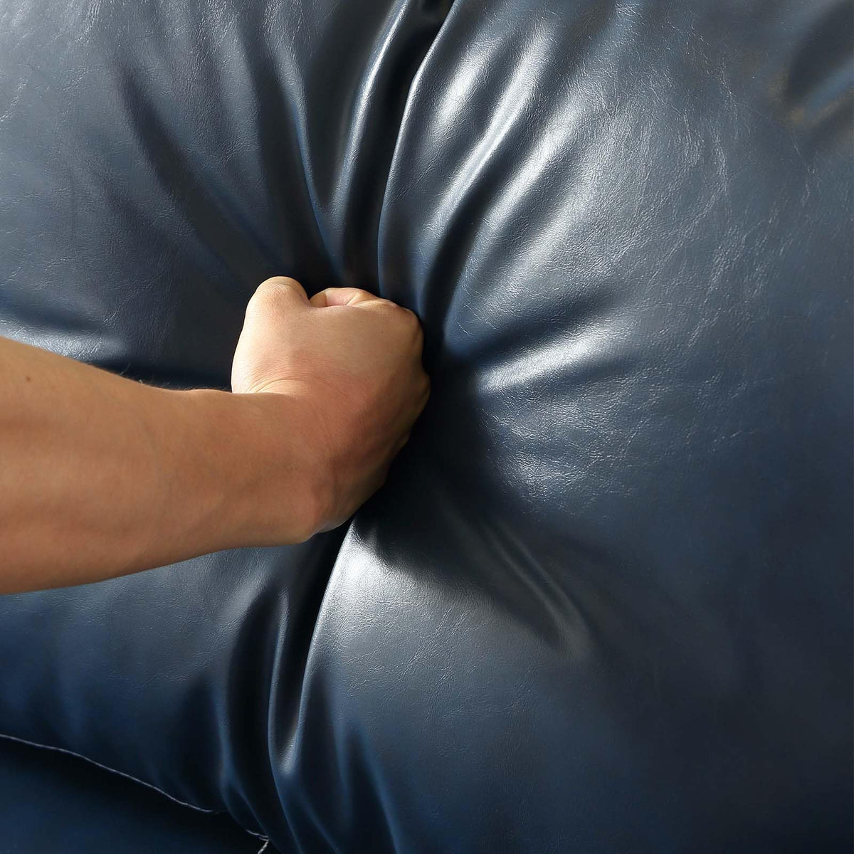 Navy Blue PU Leather Storage Loveseat Sofa L38040