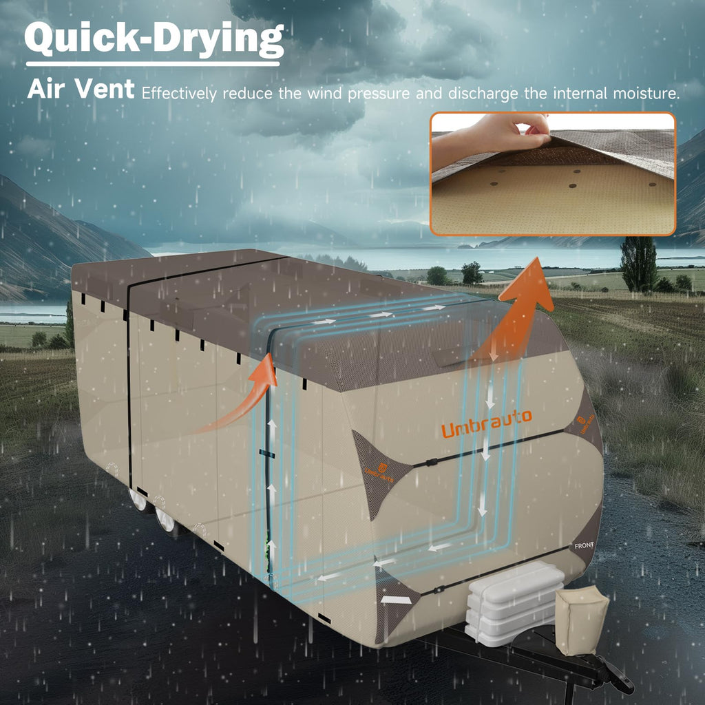 14' ~ 16' Waterproof Windproof Heavy Duty Travel Trailer RV Cover J435621