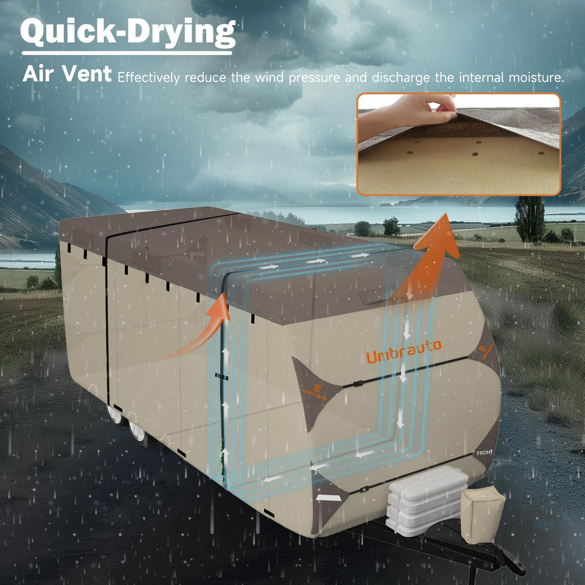 14' ~ 16' Waterproof Windproof Heavy Duty Travel Trailer RV Cover J435621