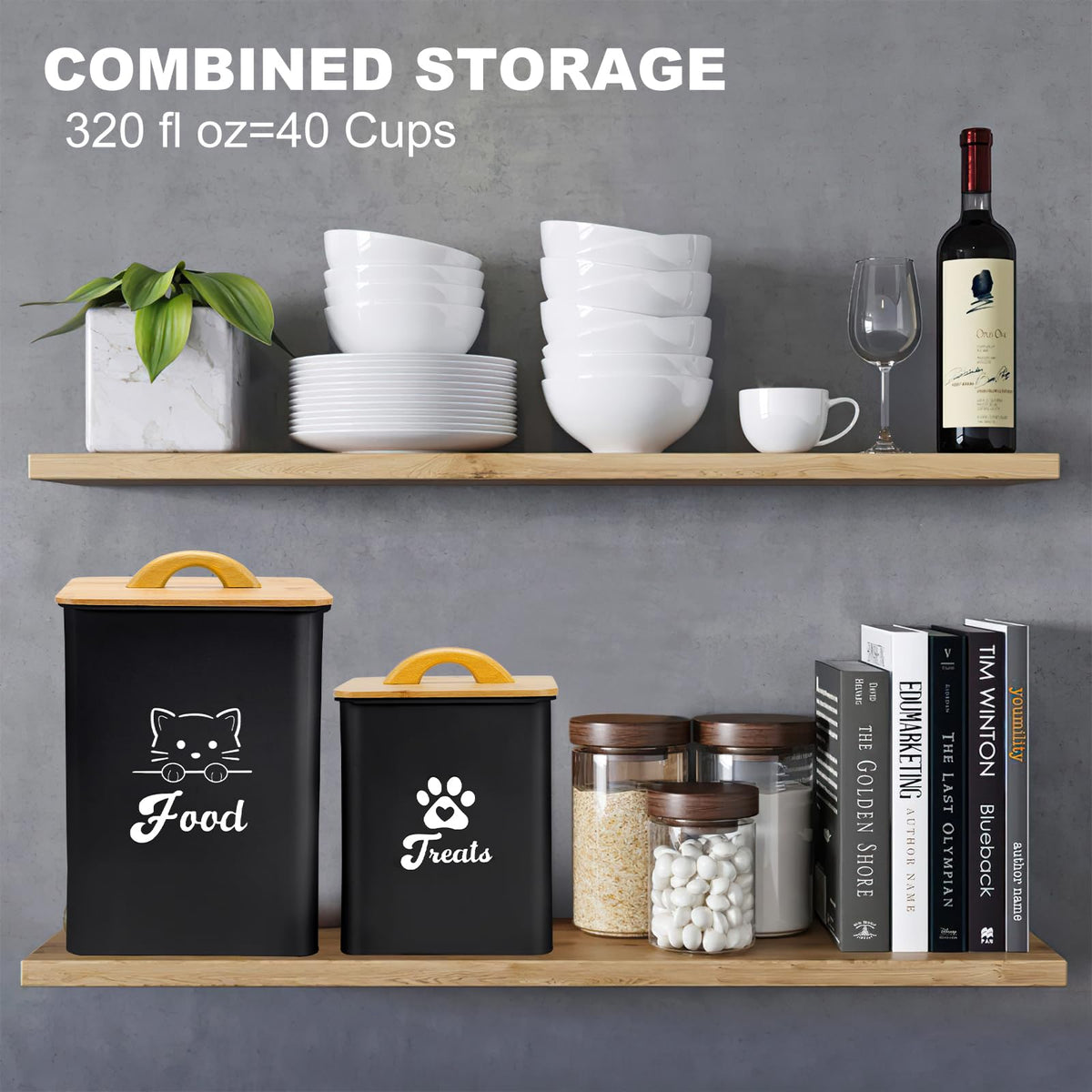 Black Airtight Cat Food Storage Container with Scoop V955696