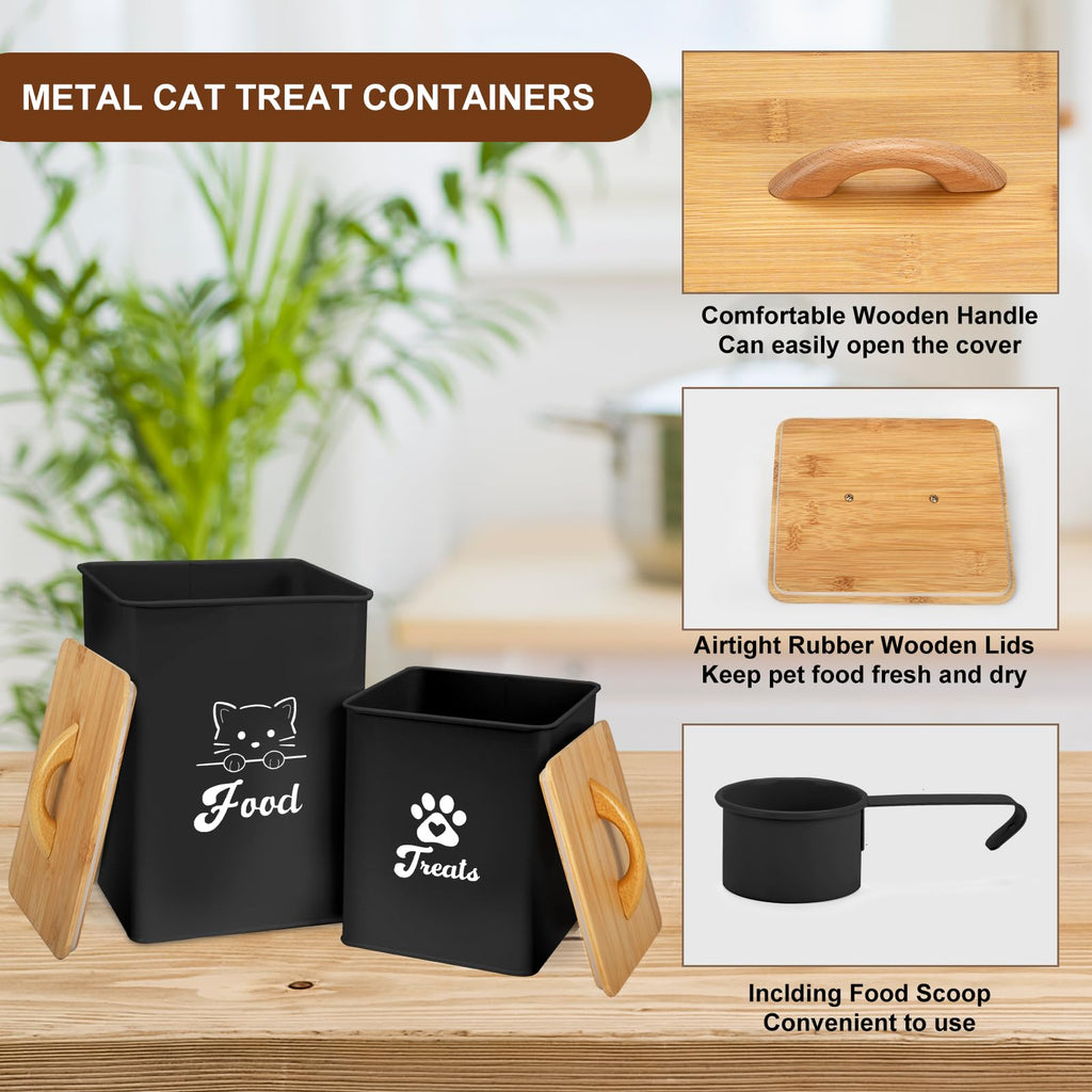 Black Airtight Cat Food Storage Container with Scoop V955696
