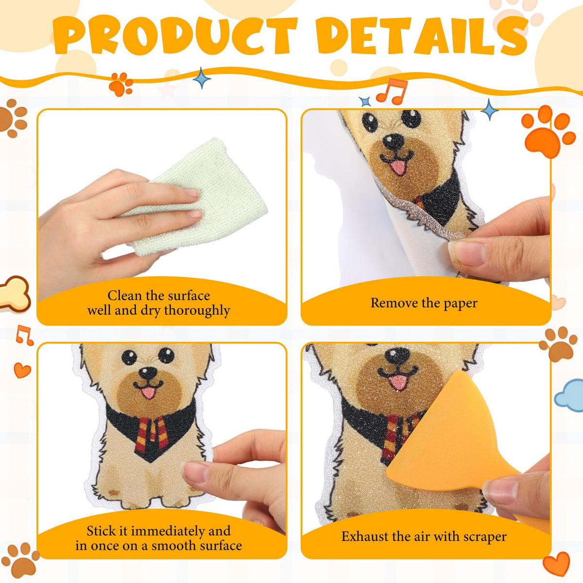 24 Pcs Dog Bathtub Non Slip Stickers N3555