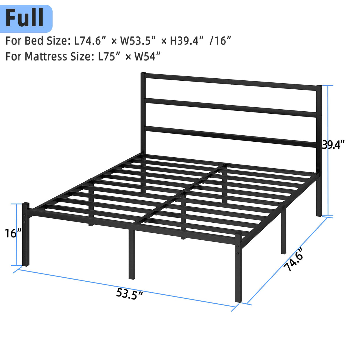 Black Full Size Bed Frame K566