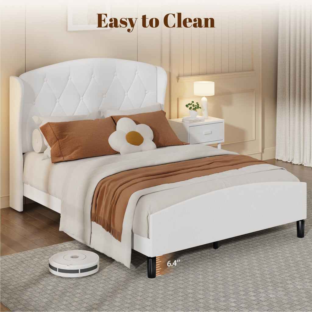 Full Size Bed Frame with Tufted Wingback Headboard & Footboard M2668